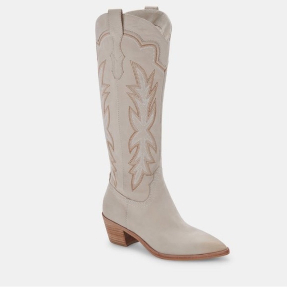 Dolce Vita Cream and Tan Heeled Boots